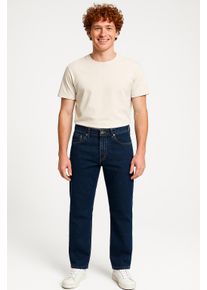 Only & Sons Regular-fit-Jeans ONLY & SONS "ONSEDGE STRAIGHT 6400EY BOX PIM MU", Herren, Gr. 28, L&auml;nge 32, blau (dunkelblau denim), Denim/Jeans, Obermaterial: 100% Baumwolle, Abriebeffekte, straight fit kn&ouml;chellang, Jeans Regular-fit-Jeans