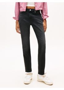 Slim-fit-Jeans Tommy Jeans "TJLUCY MR SLIM", Damen, Gr. 27, L&auml;nge 30, denim schwarz, Denim/Jeans, Obermaterial: 99% Baumwolle, 1% Elasthan, unifarben, slim fit kn&ouml;chellang, Jeans Slim-fit-Jeans