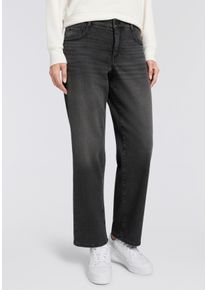 Straight-Jeans MAC "GRACIA", Damen, Gr. 42, L&auml;nge 34, grau basic, Denim/Jeans, Obermaterial: 77% Baumwolle, 10% Polyester, 10% Viskose, 3% Elasthan, unifarben, straight fit lang, Jeans Straight-Jeans, im Five-Pocket Style mit Stretch
