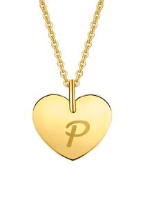 Kettenanh&auml;nger ONE ELEMENT "Herz mit Gravur P Buchstaben Anh&auml;nger aus 333 Gelbgold", gold, Schmuckanh&auml;nger, Damen, Gelbgold 333, Kettenanh&auml;nger