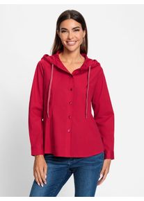 Langarmbluse Heine, Damen, Gr. 50, rot, 97% Baumwolle, 3% Elasthan, unifarben, Rundhals, Blusen Langarmbluse