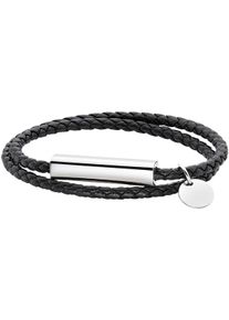 Armband "Schmuck Geschenk Armband Mikrofaserleder/Edelstahl", schwarz (edelstahlfarben, schwarz), ANISTON JEWELRY & WATCHES, Armb&auml;nder, Damen, 19cm, Edelstahl Lederfaserstoff, Edelstahl, Lederfaserstoff, Armband