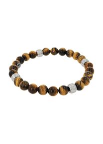 Armband Amor, edelstahlfarben, braun, braun, Armb&auml;nder, Herren, 19cm, Edelstahl, Armband, mit Tigerauge