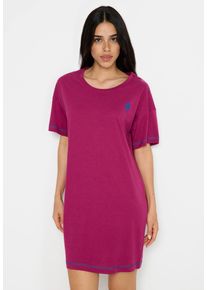 Nachthemd LSCN BY LASCANA, Damen, Gr. 32/34, N-Gr, beere, Single Jersey, Obermaterial: 50% Baumwolle, 50% Viskose, bedruckt, unifarben, l&auml;ssig geschnitten mini, Rundhals, abgesteppt, Kleider Nachthemd, in l&auml;ssiger Weite