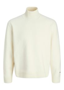 Jack & Jones Stehkragenpullover JACK & JONES "JORNORREBRO KNIT HIGH NECK", Herren, Gr. XS, wei&szlig; (sea salt), Strick, Obermaterial: 55% Baumwolle, 22% Polyester, 21% Polyacryl, 2% Elasthan, unifarben, relaxed fit normal, hoch geschlossener Ausschnitt, Rippb&uuml;ndchen, Pullover Stehkragenpullover