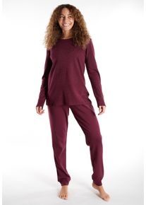 G&ouml;tzburg Schlafanzug G&Ouml;TZBURG "Chania", Damen, Gr. 44 (XXL), lila (lila, mittel, allover), Single Jersey, Obermaterial: 100% Baumwolle, bequem lang, Rundhals, Homewear-Sets Schlafanzug, mit Rundhalsausschnitt, lange &Auml;rmeln, Cotton