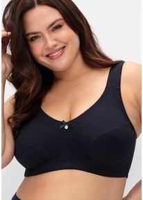 Entlastungs-BH sheego, Damen, Gr. 85, Cup C, blau (marine, gemustert, marine), 95% Baumwolle, 5% Elasthan, BHs Entlastungs-BH