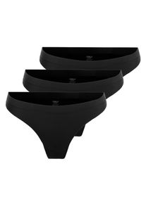 T-String Only "ONLTRACY BONDED THONG NOOS 3-PK", Damen, Gr. M (38), 3 Stk., schwarz, Jersey, Obermaterial: 75% Nylon, 25% Elasthan, unifarben, k&ouml;rpernah, Unterhosen T-String, Topseller