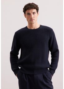 Strickpullover Seidensticker "Schwarze Rose", Herren, Gr. XL, navy, 55% Wolle, 25% Modal, 20% Polyamid, unifarben, regular fit, Rundhals, Pullover Strickpullover, 1/1 Rundhals Uni