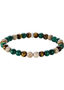 Armband Thomas Sabo "Bead Armband" Gr. 21, silber (silberfarben, gr&uuml;n, natur, braun, gr&uuml;n, natur, braun), Armb&auml;nder, Damen, 21, Silber 925 (recycelt), Armband, mit Malachit, Tigerauge, Jaspis