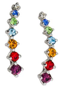 Paar Ohrstecker Firetti "Schmuck Geschenk Silber 925 Ohrschmuck Ear Climber Regenbogen", silber (silberfarben, mehrfarbig, mehrfarbig), Ohrringe, Damen, Silber 925 (Sterlingsilber), Paar Ohrstecker, mit Kristallmix