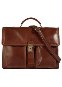 Pike Aktentasche PIK&Eacute;, Gr. B/H/T: 42cm x 30cm x 15cm onesize, braun, Leder, gepflegt, Taschen Aktentasche, echt Leder, Made in Italy