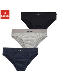 H.I.S. Slip H.I.S, Herren, Gr. L, 3 Stk., blau (marine, grau, meliert, schwarz), Jersey, Obermaterial: 95% Baumwolle, 5% Elasthan, unifarben, k&ouml;rpernah, Unterhosen Slip, mit H.I.S Logo vorn, Topseller
