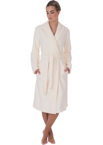 WEWO-Fashion Damenbademantel WEWO FASHION "4022, ideal f&uuml;r Sauna & Spa, Hotelbademantel, Morgenmantel" Gr. M, beige (nature), L:110cm, Velours, Hausm&auml;ntel, Damenbademantel, leicht & kuschelig