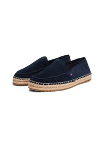 Espadrille Tommy Hilfiger "HILFIGER FLEX ESPA SUEDE LOAFER", Herren, Gr. 44, blau (dunkelblau), Nubukleder, Schuhe Espadrille, Sommerschuh, Schlupfschuh, Slipper mit Bastbezug am Plateau
