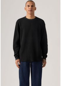 Levi's Langarmshirt LEVI'S, Herren, Gr. M, schwarz (mineral schwarz garmen), Feinripp, Obermaterial: 100% Baumwolle, unifarben, loose fit normal, Rundhals, B&uuml;ndchen, Shirts Langarmshirt, Waffelstruktur