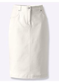 CR&Eacute;ATION L Bleistiftrock CREATION L, Damen, Gr. 38, beige (ecru), 91% Baumwolle, 6% Polyester, 3% Elasthan, unifarben, knielang, R&ouml;cke Bleistiftrock