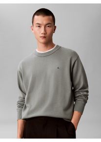 Strickpullover Calvin Klein Jeans "LS EZ COTTON CREWNK SWEATER 12GG", Herren, Gr. S, autumn gr&uuml;n, Strick, Obermaterial: 100% Baumwolle, l&auml;ssig geschnitten normal, Rundhals, angeschnitten Rippb&uuml;ndchen, Pullover Strickpullover, Mit Rundhalsausschnitt