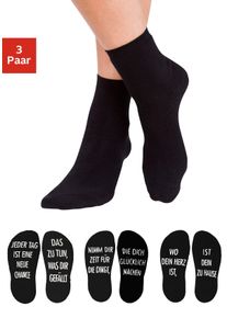 Kuschelsocken Arizona, Damen, Gr. 39-42, schwarz, Baumwolle, Elasthan, Polyamid, uni und gemustert, normal, Socken Kuschelsocken, mit Antirutsch in Form eines Spruches
