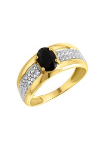 Goldring Firetti "Schmuck Geschenk Gold 333 Damenring Goldring Edelstein Farbstein" Gr. 18, schwarz (gelbgoldfarben, wei&szlig;goldfarben, schwarz), Fingerringe, Damen, 18, 0,01 P2 = erkennbare Einschl&uuml;sse, Diamanten Gelbgold 333, 2mm, Diamanten, Gelbgold 333, Goldring, mit Saphir - mit Diamanten