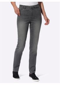 Bequeme Jeans Classic Basics, Damen, Gr. 44, Normalgr&ouml;&szlig;en, grau (grau, denim), 81% Baumwolle, 17% Polyester, 2% Elasthan, unifarben, lang, Jeans Bequeme Jeans