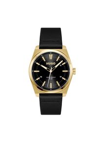 Quarzuhr Hugo "ARK", schwarz, goldfarben, Armbanduhren, Herren, Quarzuhr, Armbanduhr, Herrenuhr, Lederarmband, analog