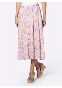 Schlupfrock Heine, Damen, Gr. 44, champagner, flieder, bedruckt, 100% Viskose, bedruckt, gebl&uuml;mt, gemustert, mehrfarbig, wadenlang, R&ouml;cke Schlupfrock