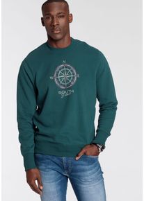 Sweatshirt DELMAO, Herren, Gr. 3XL (64/66), gr&uuml;n (dunkelgr&uuml;n), angeraute Sweatware, Obermaterial: 60% Baumwolle, 40% Polyester, bedruckt, normal normal, Rundhals, Rippb&uuml;ndchen, Sweatshirts Sweatshirt, lange &Auml;rmel, l&auml;ssige Passform, mit Print, Rundhals
