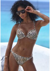 Push-Up-Bikini Lascana "Silea", Damen, Gr. 38, Cup B, beige (tierdruck), Microfaser, Recycling-Polyamid, Bikini-Sets Push-Up-Bikini, mit modischem Tierdruck