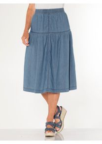 Jeansrock Classic Basics, Damen, Gr. 25, blau, bleached, blau, stone, washed, 100% Baumwolle, unifarben, wadenlang, R&ouml;cke Jeansrock