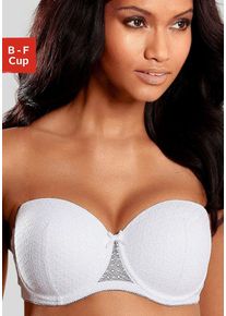 Schalen-BH Nuance, Damen, Gr. 95, Cup F, wei&szlig;, Spitze, Obermaterial: 61% Polyester, 34% Polyamid, 5% Elasthan, BHs Schalen-BH, mit B&uuml;gel aus Spitze mit abnehmbaren, transparenten Tr&auml;gern, Dessous