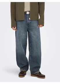 Only & Sons Loose-fit-Jeans ONLY & SONS "ONSFADE LOOSE WB 6778 A14 DNM NOOS", Herren, Gr. 36, L&auml;nge 32, blau (blau schwarz denim), Denim/Jeans, Obermaterial: 100% Baumwolle, Abriebeffekte, loose fit, Jeans Loose-fit-Jeans