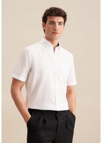 Businesshemd Seidensticker "Comfort", Herren, Gr. XL44, normale &Auml;rmell&auml;ngen, wei&szlig;, 100% Baumwolle, Strukturmuster, comfort fit, gerader Abschluss, Hemden Businesshemd, Comfort 1/2 Button-Down-Kragen Struktur