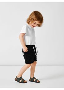 Shorts name it "NKMHONK SWE LONG SHORTS UNB NOOS", Jungen, Gr. 158, N-Gr, schwarz (schwarz (blank)), Web, Obermaterial: 95% Baumwolle, 5% Elasthan, unifarben, straight fit knielang, Hosen Shorts