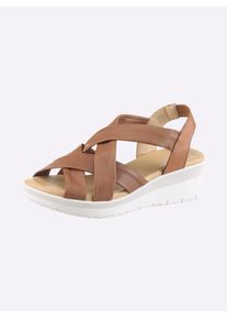 Sandalette Heine, Damen, Gr. 41, cognac, Glattleder, Leder, Schuhe Sandalette