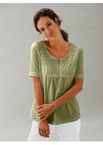 Kurzarmshirt Inspirationen "Kurzarm-Shirt", Damen, Gr. 52, gr&uuml;n (schilf), 50% Baumwolle, 50% Modal, unifarben, Rundhals, Shirts Kurzarmshirt
