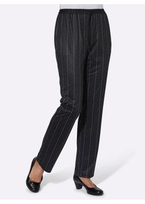 Jerseyhose Classic Basics, Damen, Gr. 46, Normalgr&ouml;&szlig;en, schwarz (schwarz, getupft), 100% Polyester, gemustert, lang, Hosen Jerseyhose