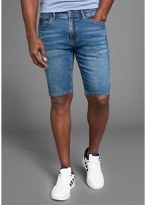Jeansshorts Bruno Banani "Hutch-Shorts", Herren, Gr. 38, L&auml;nge 32, blau, Denim/Jeans, Obermaterial: 98% Baumwolle, 2% Elasthan, unifarben, normal kurz, Jeans Jeansshorts, gerade geschnittene kurze Beine, niedrige Leibh&ouml;he