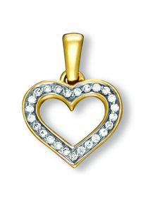 Kettenanh&auml;nger ONE ELEMENT "Zirkonia Herz Herz Anh&auml;nger aus 333 Gelbgold", gold, Schmuckanh&auml;nger, Damen, Gelbgold 333, Kettenanh&auml;nger