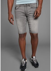 Jeansshorts Bruno Banani "Hutch-Shorts", Herren, Gr. 38, L&auml;nge 32, grau, Denim/Jeans, Obermaterial: 98% Baumwolle, 2% Elasthan, unifarben, normal kurz, Jeans Jeansshorts, gerade geschnittene kurze Beine, niedrige Leibh&ouml;he