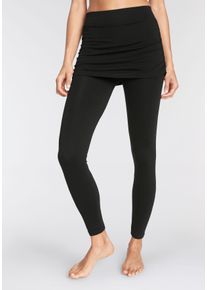 Leggings Vivance ACTIVE, Damen, Gr. 56/58, N-Gr, schwarz, Single Jersey, Obermaterial: 95% Baumwolle, 5% Elasthan, unifarben, Basic, bequem lang, Hosen Leggings, mit angen&auml;htem Rock