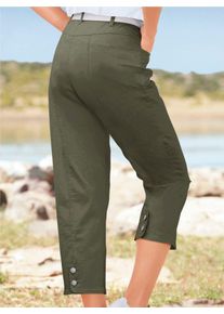 7/8-Jeans Casual Looks, Damen, Gr. 46, Normalgr&ouml;&szlig;en, gr&uuml;n (khaki), 96% Baumwolle, 4% Elasthan, unifarben, 7/8-L&auml;nge, Jeans 7/8-Jeans