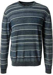 Rundhalspullover, Herren, Gr. M, indigo washed, Strick, Obermaterial: 100% Baumwolle, Pioneer Authentic Jeans, gestreift, Rundhals, Strickb&uuml;ndchen, Pullover Rundhalspullover, in melierter Ringeloptik
