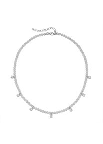 Perlenkette Firetti "Schmuck Geschenk Silber 925 Halsschmuck Halskette Collier mit Behang", silberfarben, kristallwei&szlig;, wei&szlig;, Halsketten, Damen, Perlen Silber 925 (Sterlingsilber), L: 45 B: 4mm, Perlen, Silber 925 (Sterlingsilber), Perlenkette, mit Zirkonia (synth.) - mit Muschelkernperle, B:4mm