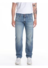 Straight-Jeans Replay "DERYCK", Herren, Gr. 33, L&auml;nge 32, blau (medium blau), Denim/Jeans, Obermaterial: 100% Baumwolle, straight fit normal, Jeans Straight-Jeans