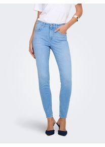 Skinny-fit-Jeans Only "ONLBLUSH MID SK ANK RW DNM REA130 NOOS", Damen, Gr. M, L&auml;nge 34, light blau denim, Denim/Jeans, Obermaterial: 92% Baumwolle, 6% Elastomultiester, 2% Elasthan, unifarben, skinny fit kn&ouml;chelfrei, Jeans Skinny-fit-Jeans, hohe Taille, Bleach Wash f&uuml;r einen Faded-Look, ausgefranster Saum