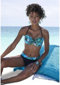 B&uuml;gel-Bandeau-Bikini Vivance, Damen, Gr. 44, Cup D, blau (t&uuml;rkis bedruckt), Xtra Life LYCRA, bedruckt, Bikini-Sets B&uuml;gel-Bandeau-Bikini, mit abnehmbaren Tr&auml;gern
