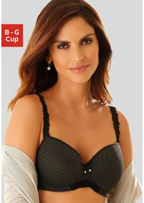 Schalen-BH Lascana, Damen, Gr. 80, Cup F, schwarz, Spitze, Obermaterial: 88% Polyamid, 10% Elasthan, 2% Polyester, BHs Schalen-BH, mit B&uuml;gel, mit verzierten Tr&auml;gern, Dessous