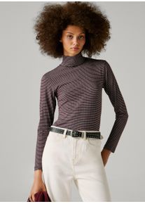 Langarmshirt Pepe Jeans "BINTY", Damen, Gr. XS, 933marl grau, Single Jersey, Obermaterial: 94% Viskose, 3% Elasthan, 2% Polyester, 1% metallisierte Fasern, gestreift, k&ouml;rpernah normal, hoch geschlossener Ausschnitt, Shirts Langarmshirt, mit Stehkragen