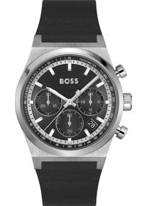 Chronograph BOSS "CANDOR CHRONO", schwarz, Armbanduhren, Herren, Chronograph, Quarzuhr, Armbanduhr, Herrenuhr, Lederarmband, analog, Tag